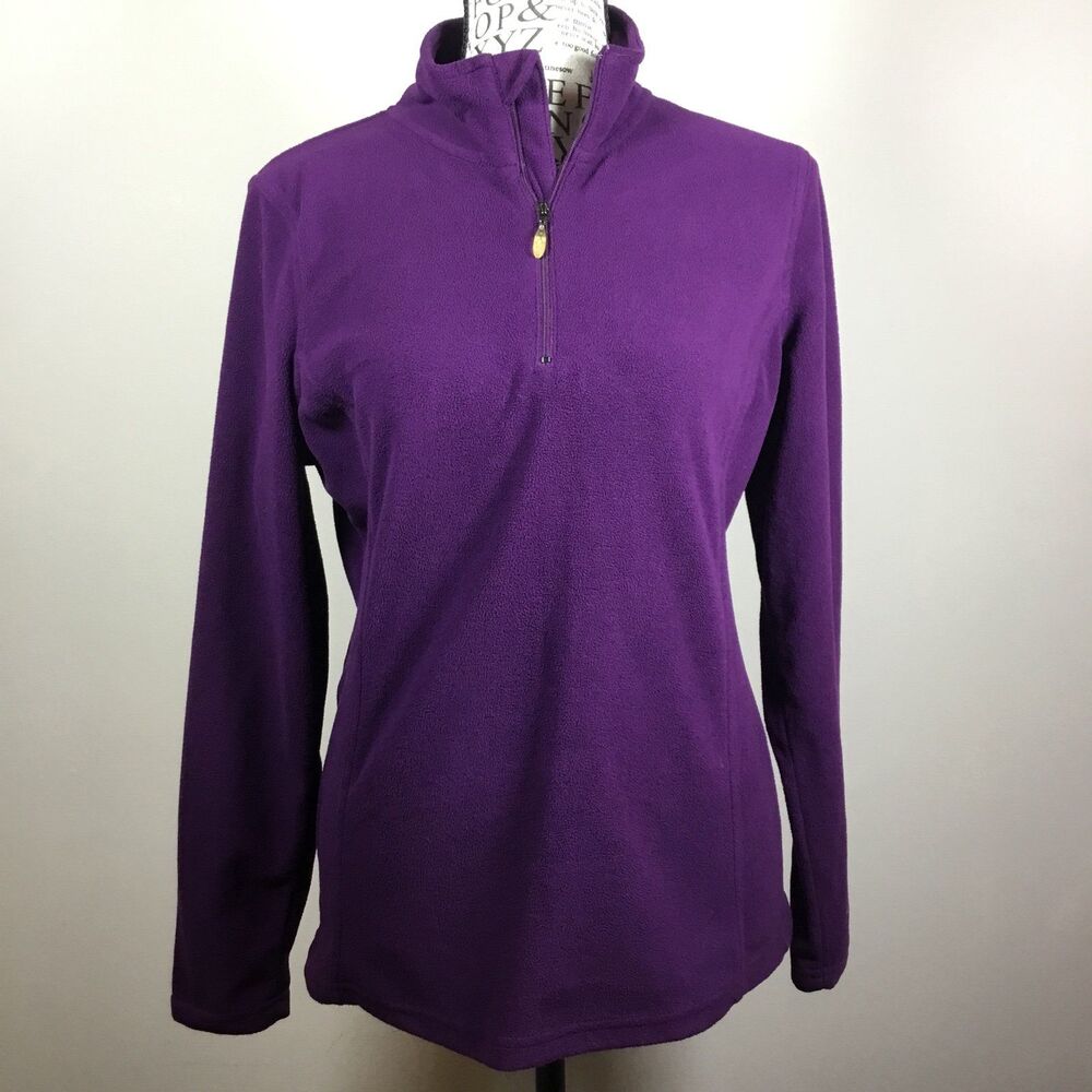 Purple fleece sweater with zipper cozy warm versatile athletic sporty layering S